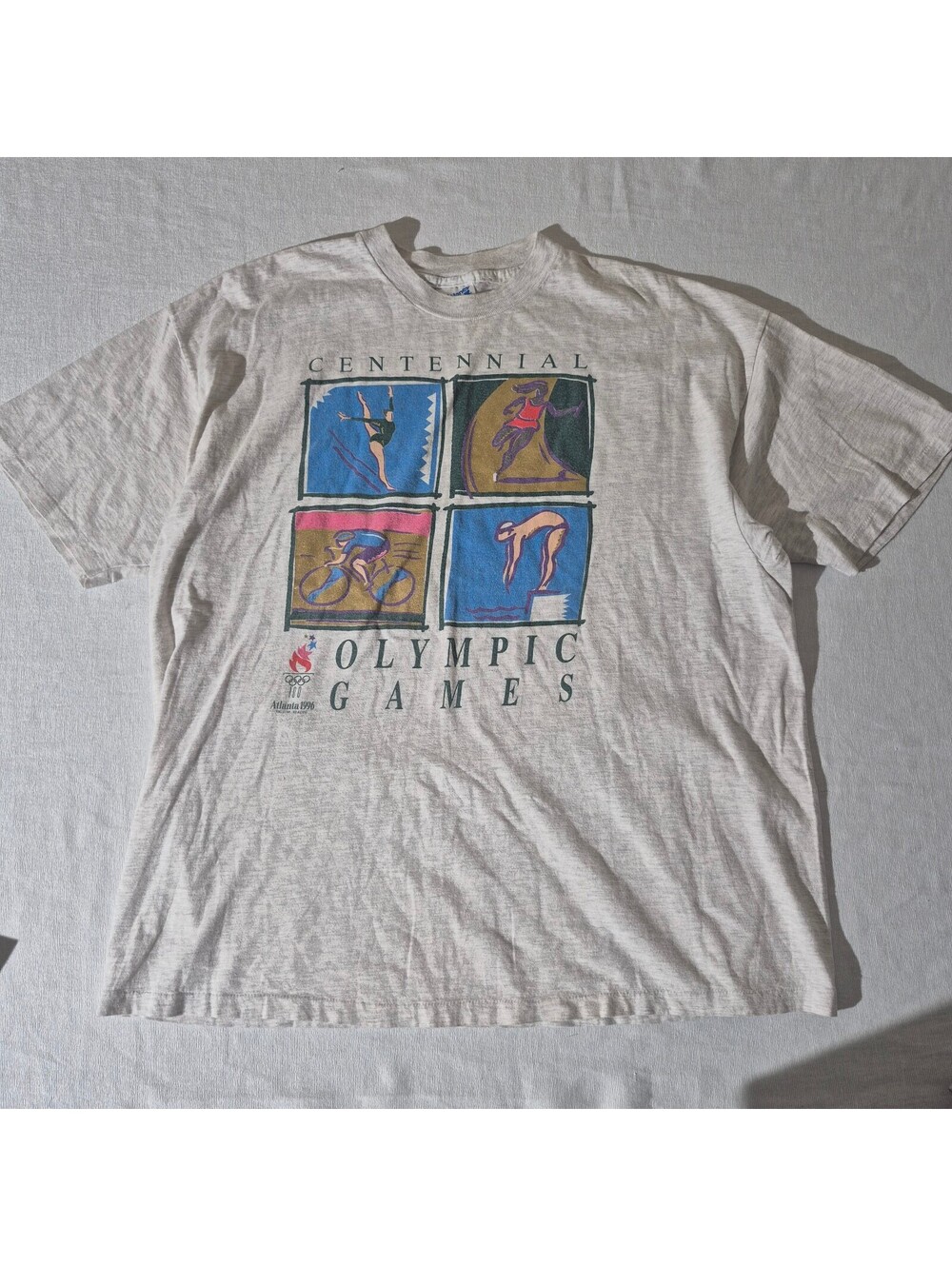 1996 Atlanta Centennial Olympic 2XL XXL Games White Graphic Shirt Single Stitch